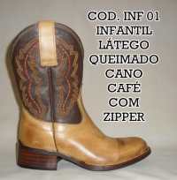 Infantil Látego Queimado Cano Café com Zipper